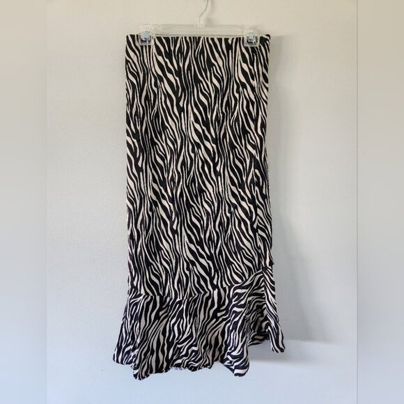 ANTHRO | MAEVE Satin Skirt Zebra Print Hi-lo Sz Medium - Picture 3 of 6